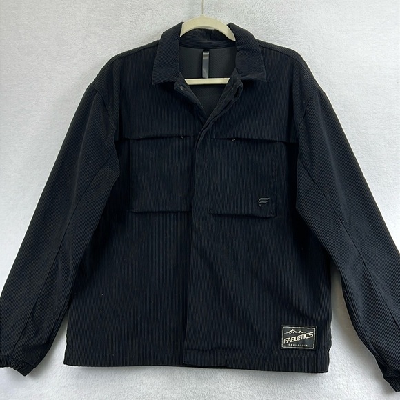 Fabletics Club Cord Shirt Jacket Men’s Size M Black Snap Front - Picture 1 of 13